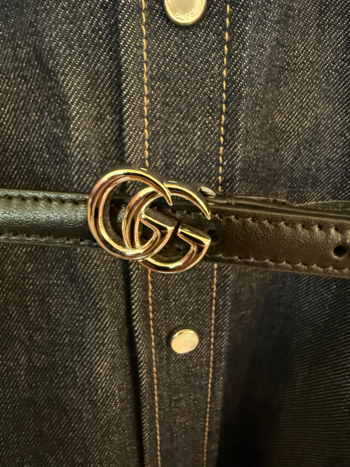 Gucci Abito Chemisier in  Denim Scuro con Cintura e Banda Logo