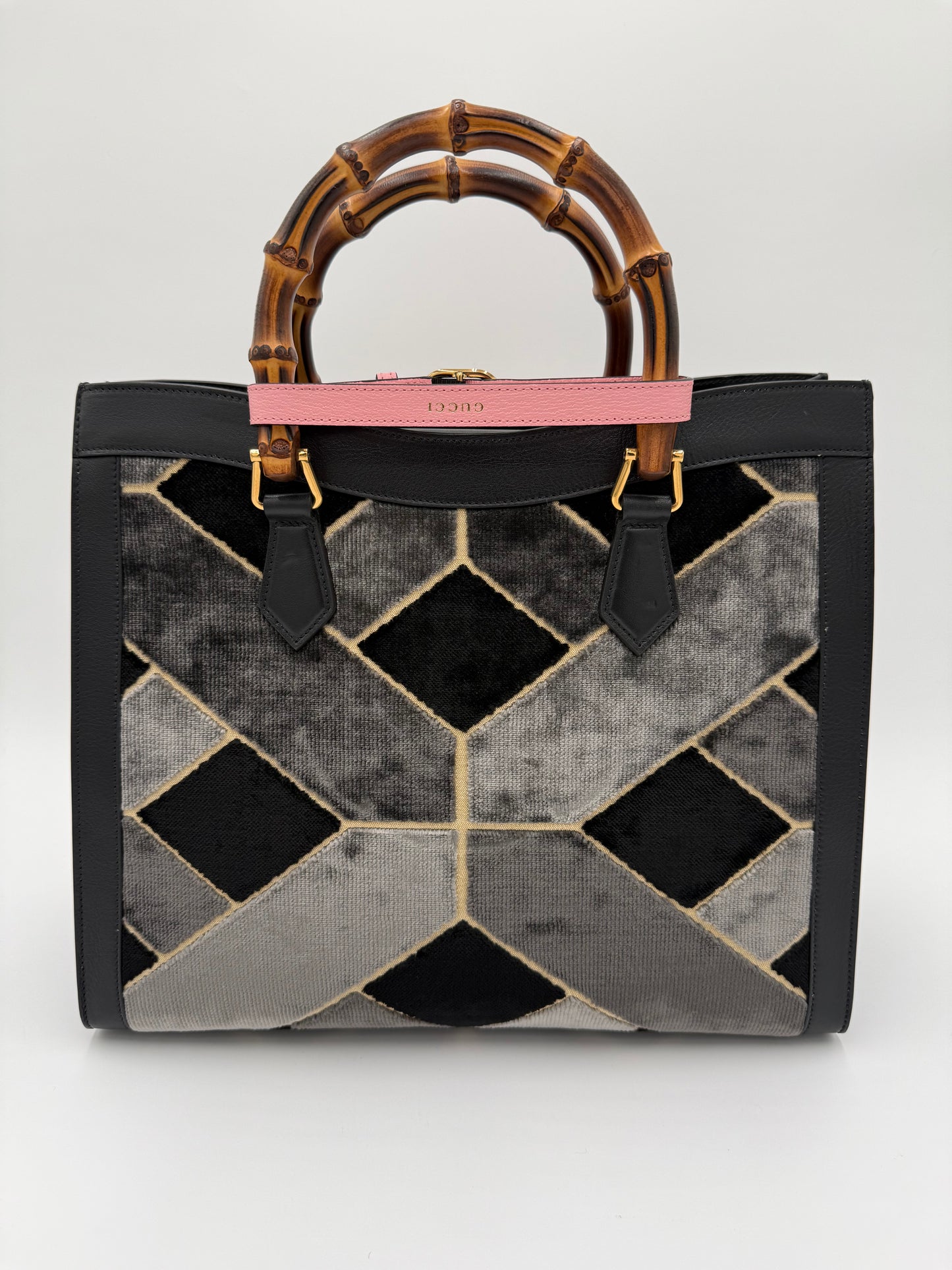 Gucci Diana in Velluto  a Rombi Nero e Grigio