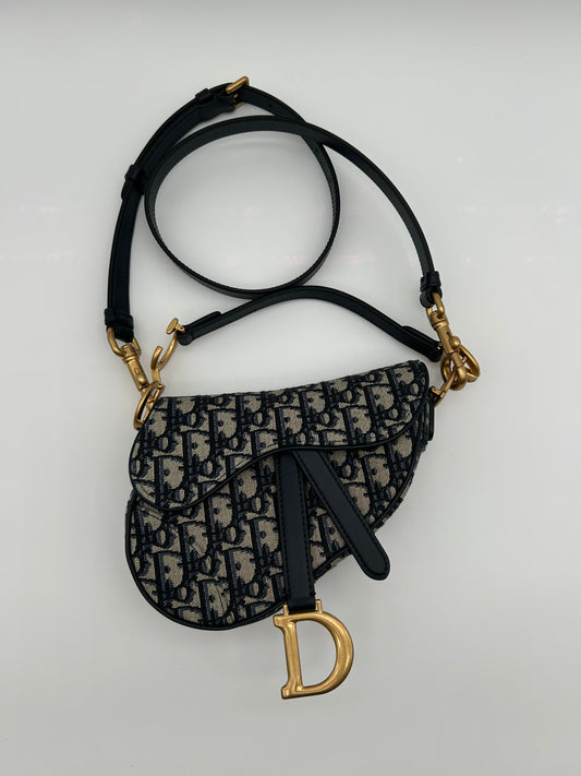 Dior Borsa Saddle Mini Jacquard Oblique Blu Dior