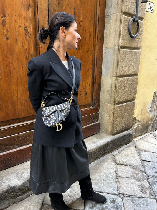 Dior Borsa Saddle Mini Jacquard Oblique Blu Dior