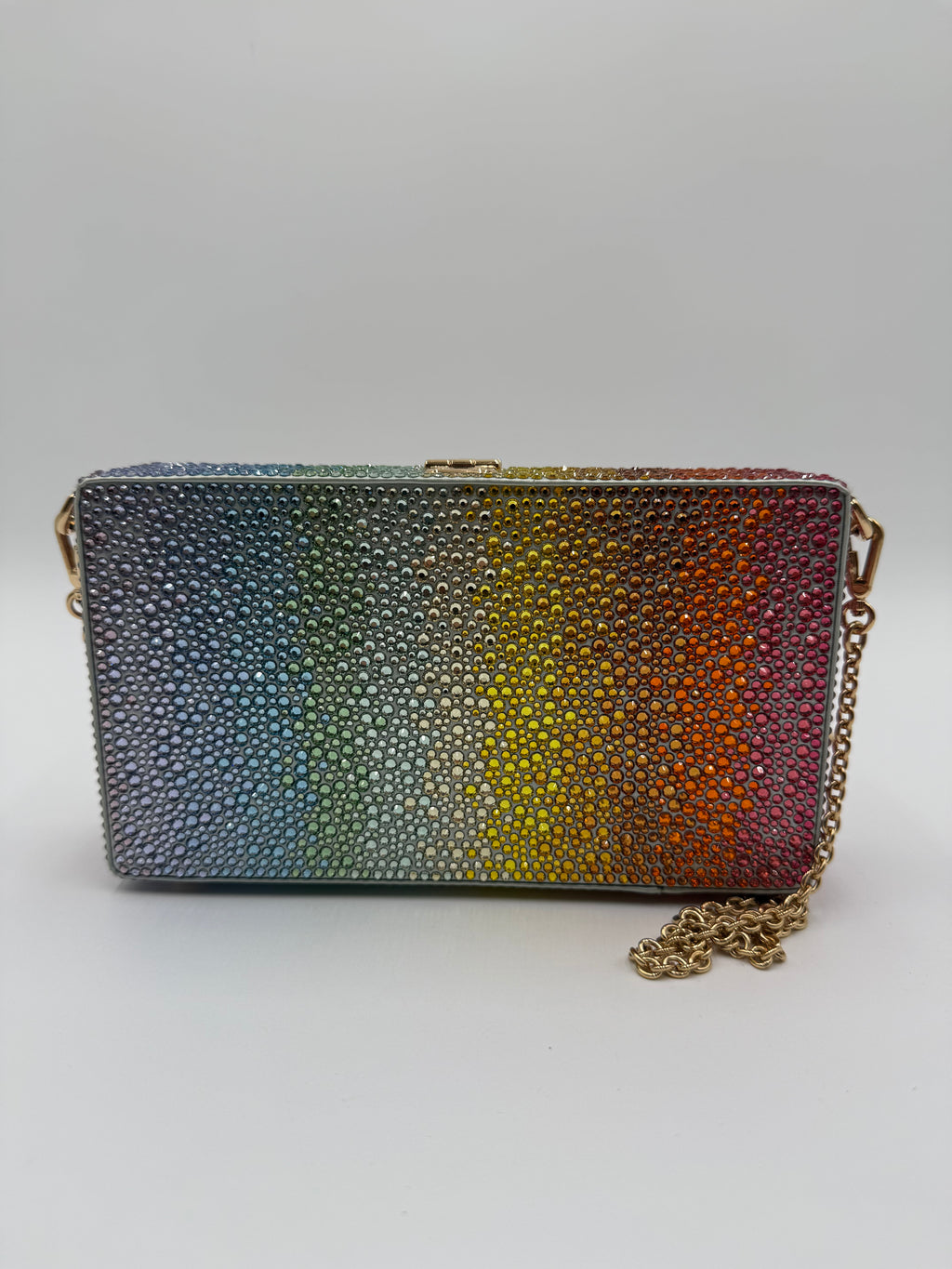 Dolce e Gabbana Clutch Rigida Jewel in Cristalli Multicolor con Tracolla Oro - Mercatino di Ninni