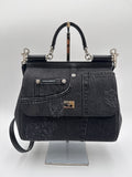 Dolce e Gabbana Sicily Borsa Denim Patchwork Nera Dolce&gabbana