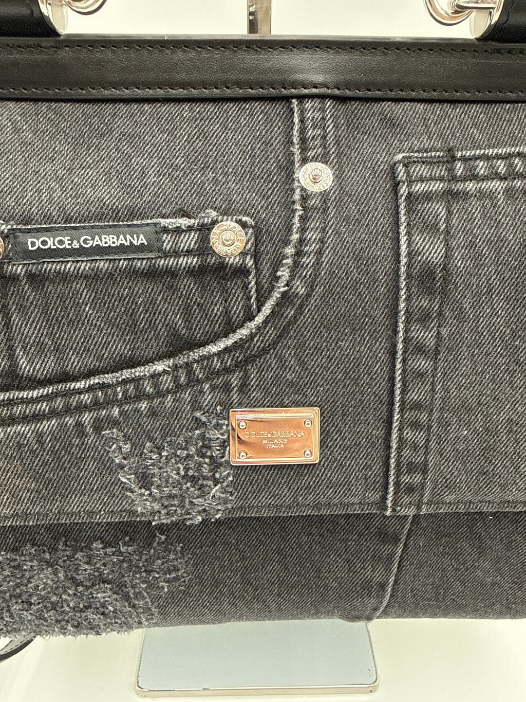 Dolce e Gabbana Sicily Borsa Denim Patchwork Nera Dolce&gabbana