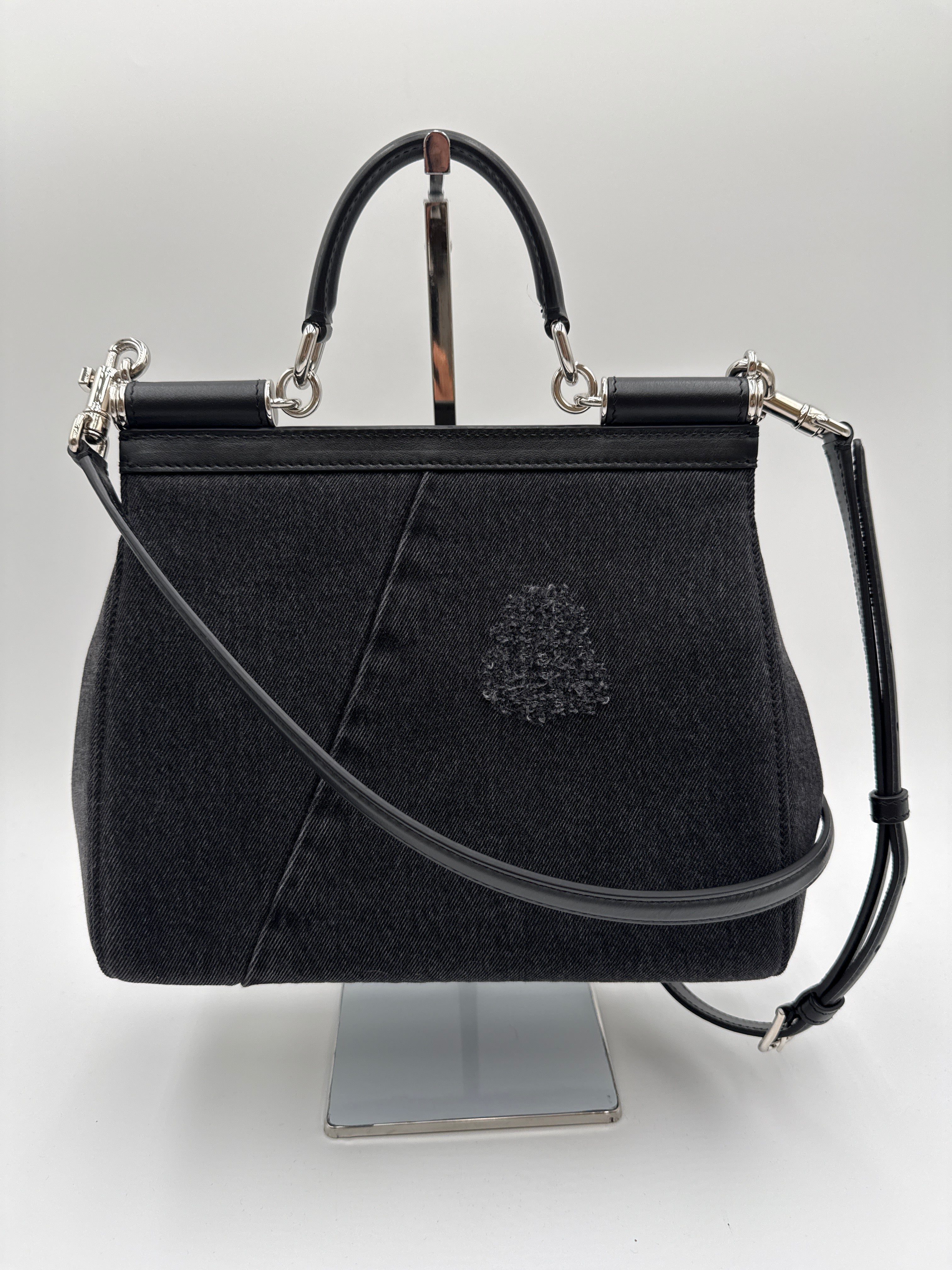 Dolce e Gabbana Sicily Borsa Denim Patchwork Nera Dolce&gabbana