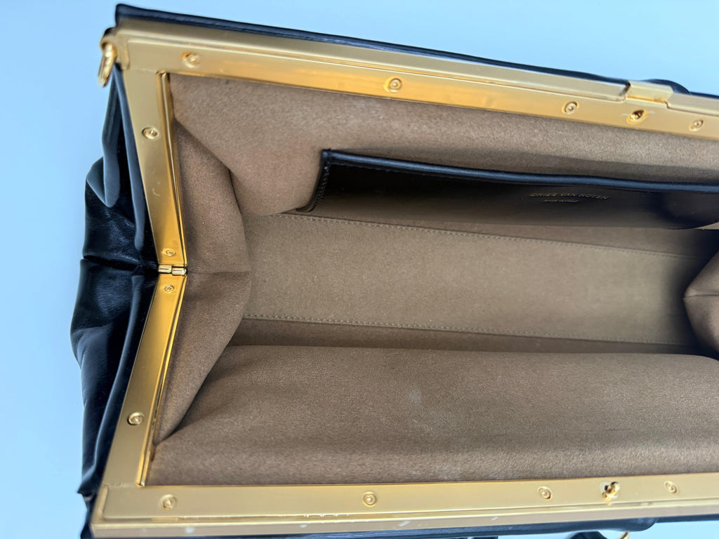 Dries Van Noten Borsa a Tracolla in Pelle Lucida Nera - Mercatino di Ninni