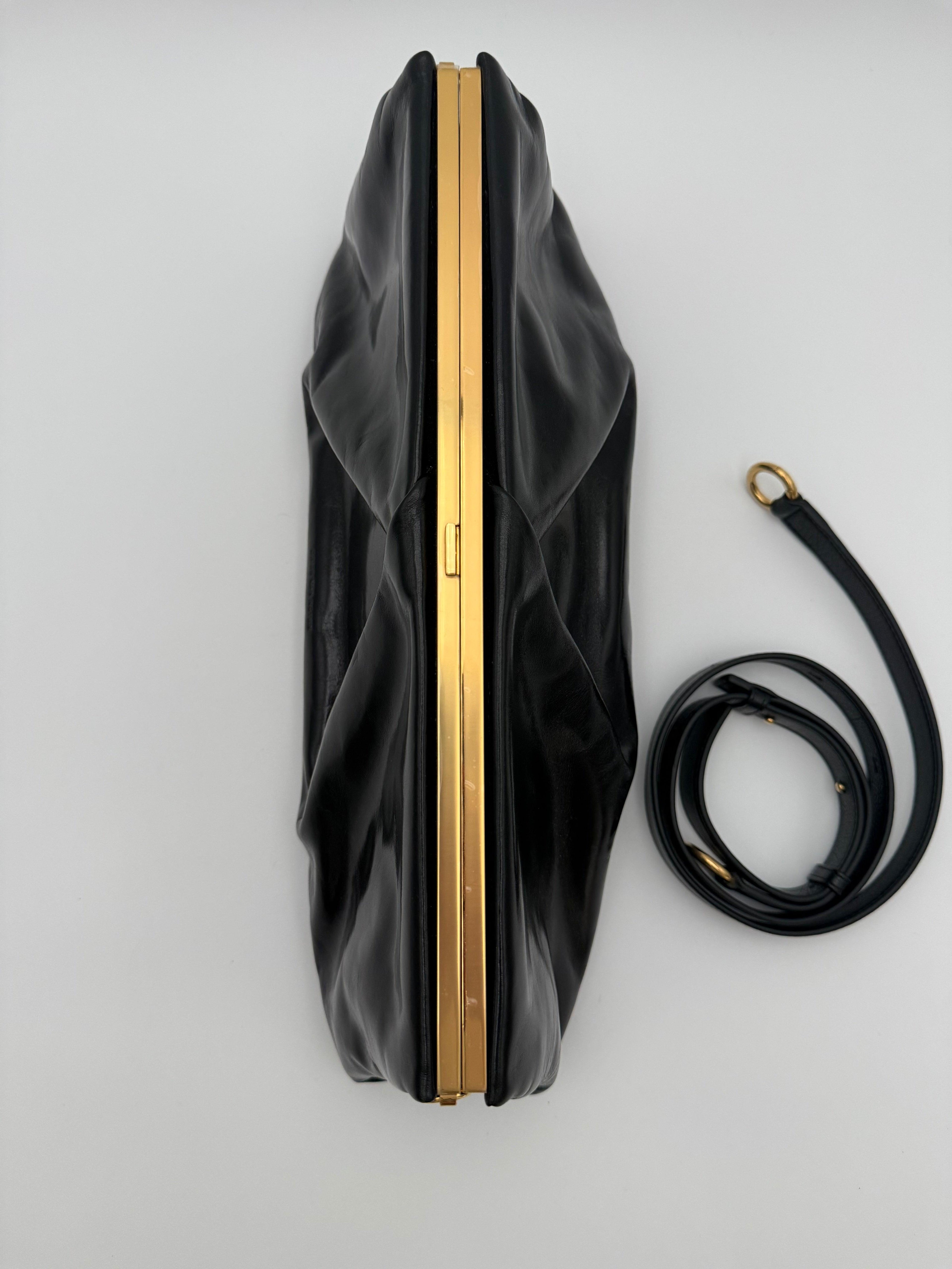 Dries Van Noten Borsa a Tracolla in Pelle Lucida Nera - Mercatino di Ninni