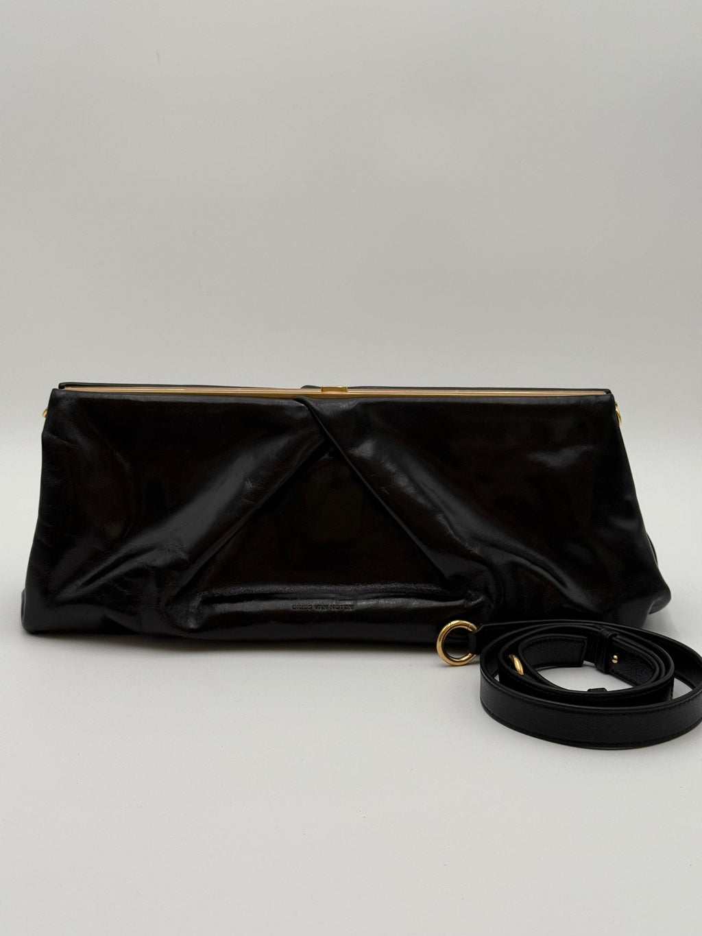 Dries Van Noten Borsa a Tracolla in Pelle Lucida Nera - Mercatino di Ninni