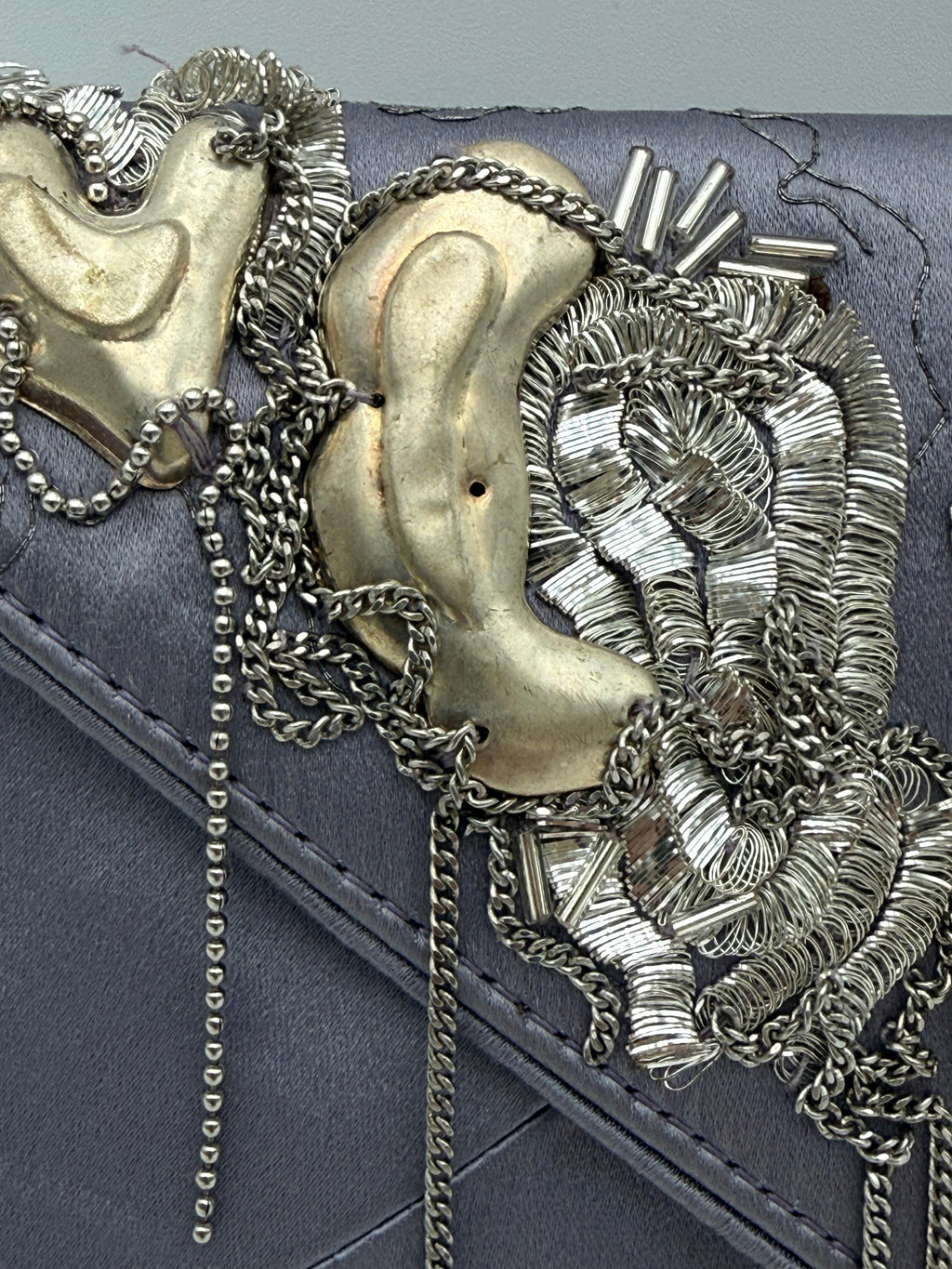 Dries Van Noten Clutch Envelope Gioiello in Raso Lilla - Mercatino di Ninni