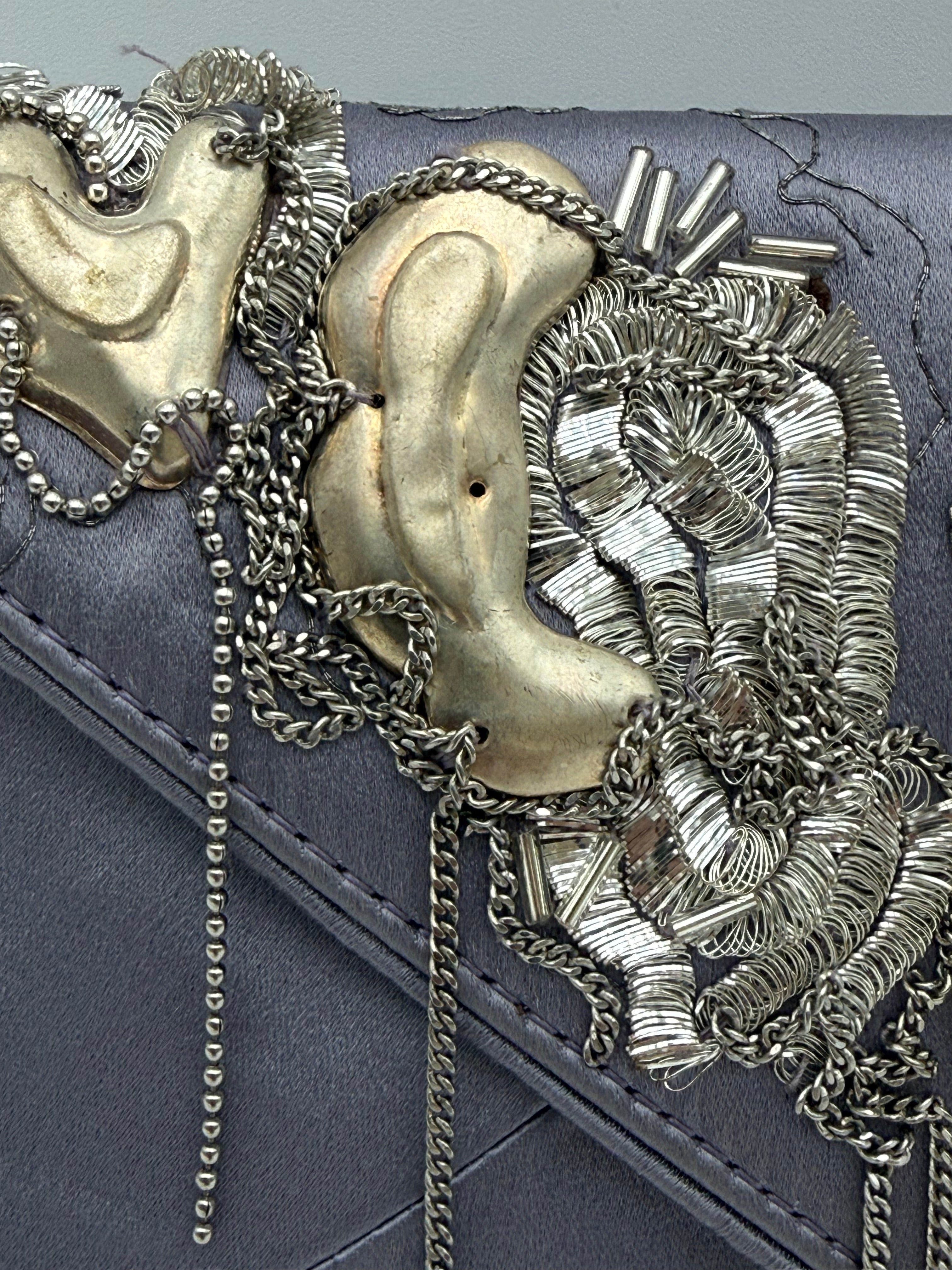 Dries Van Noten Clutch Envelope Gioiello in Raso Lilla - Mercatino di Ninni