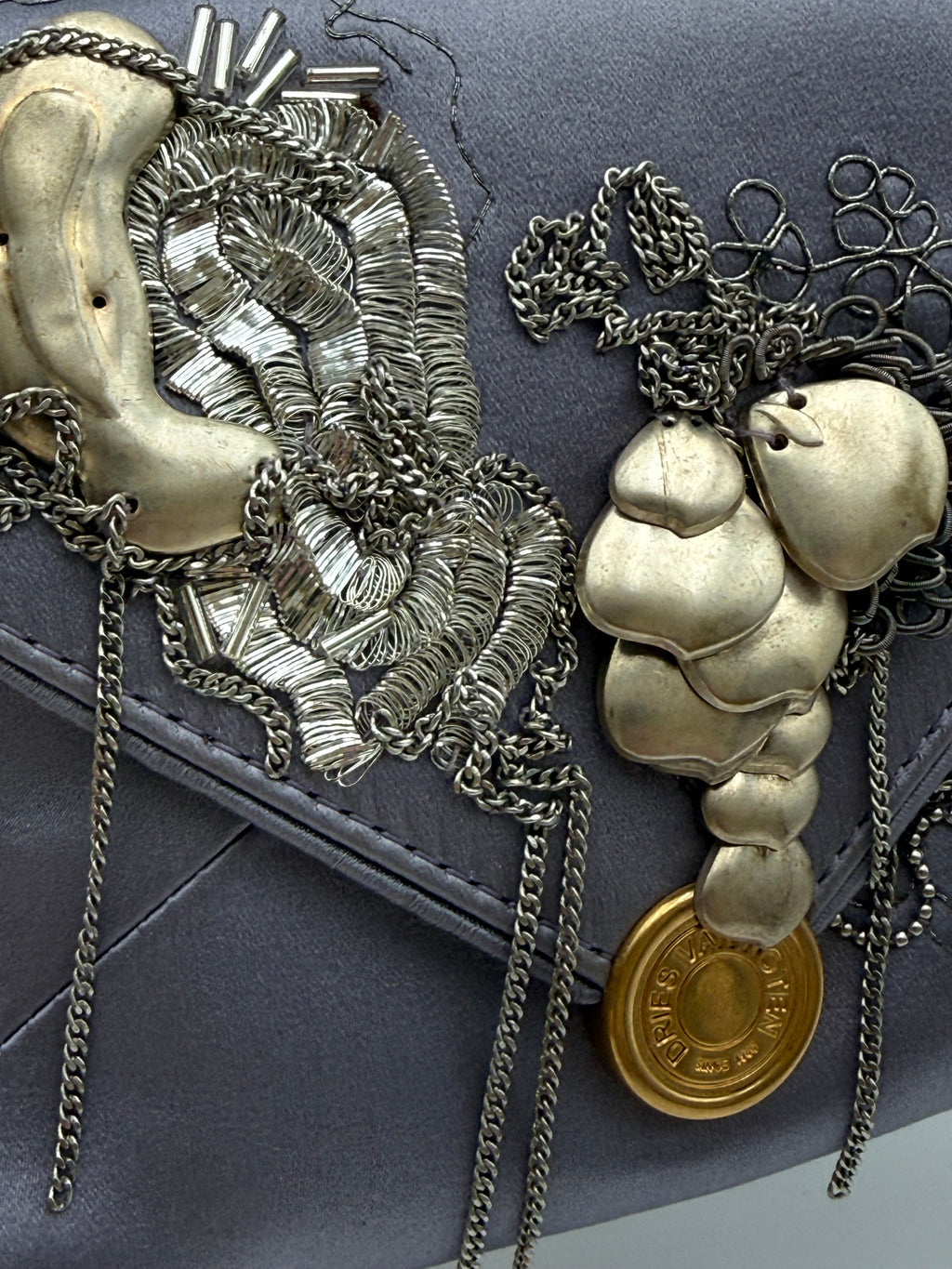 Dries Van Noten Clutch Envelope Gioiello in Raso Lilla - Mercatino di Ninni