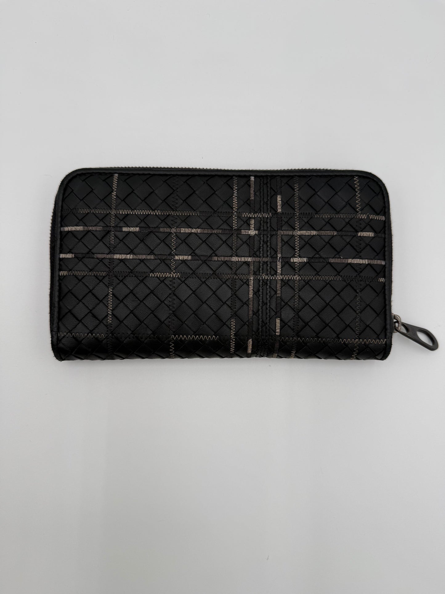Bottega Veneta Portafoglio Pelle Intrecciata Nero Antracite