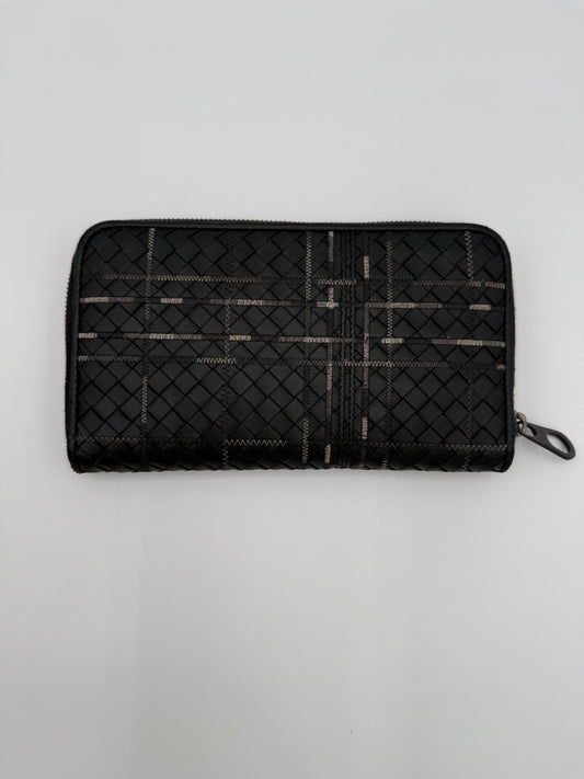 Bottega Veneta Portafoglio Pelle Intrecciata Nero Antracite