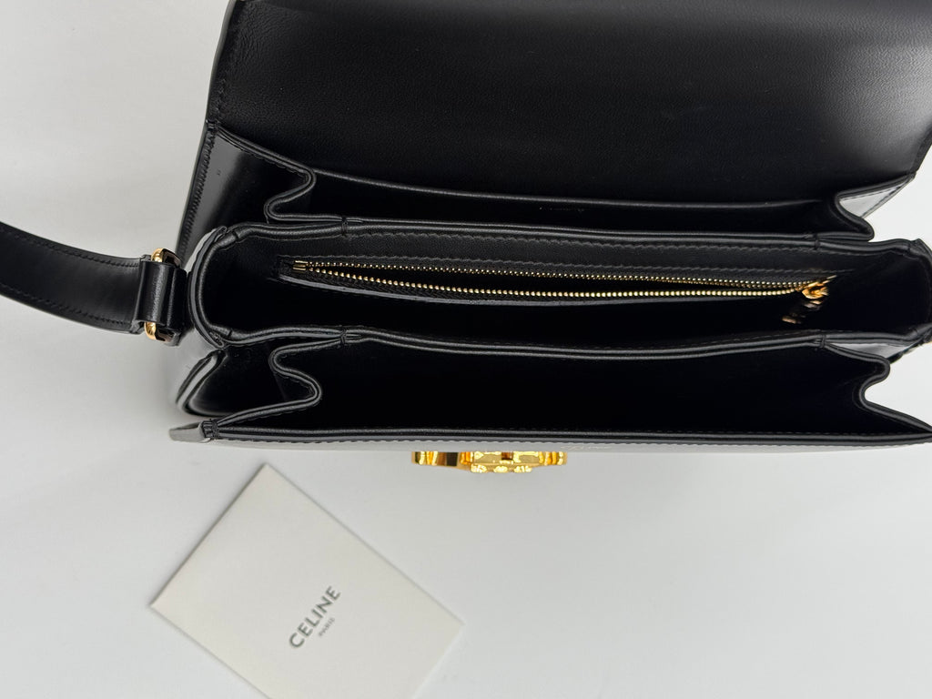 Celine Triompe Borsa Tracolla Medium  in pelle Nera