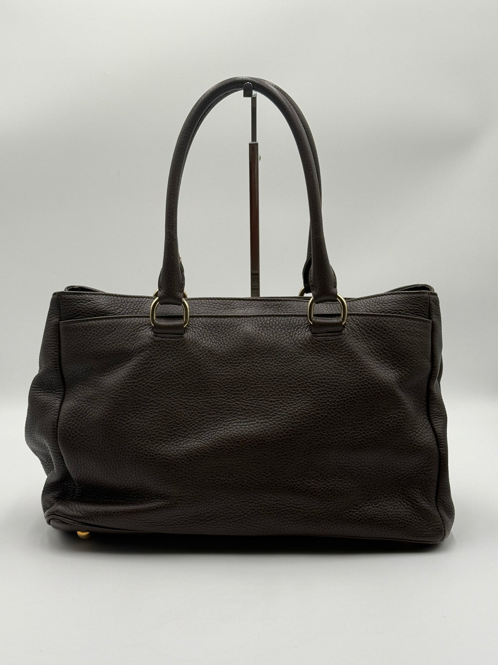 Borsa Tote Prada in pelle di Vitello Martellata Marrone