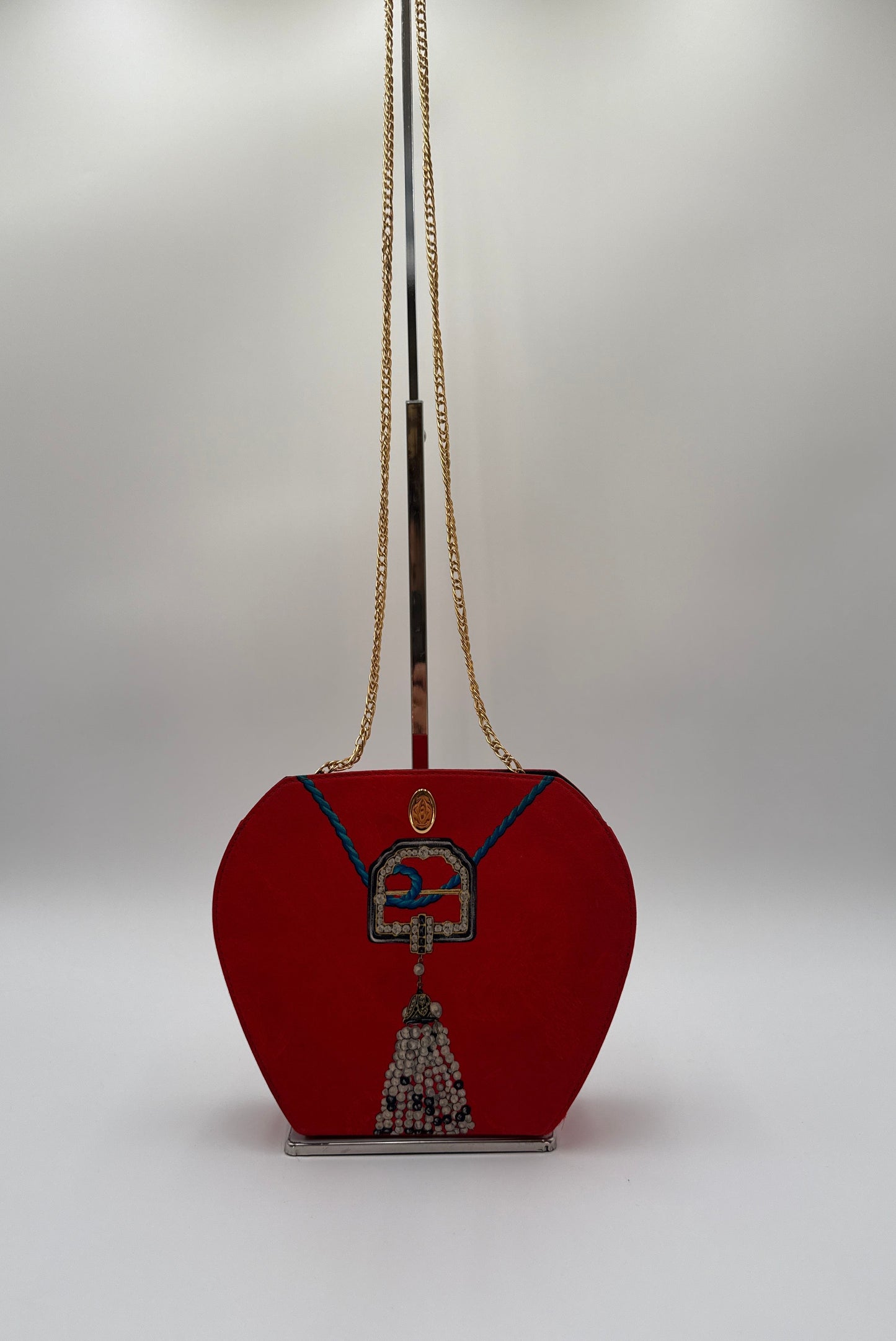 Cartier Borsa Vintage tracolla  Seta  C Seide con catena oro e decortazioni Gioiello