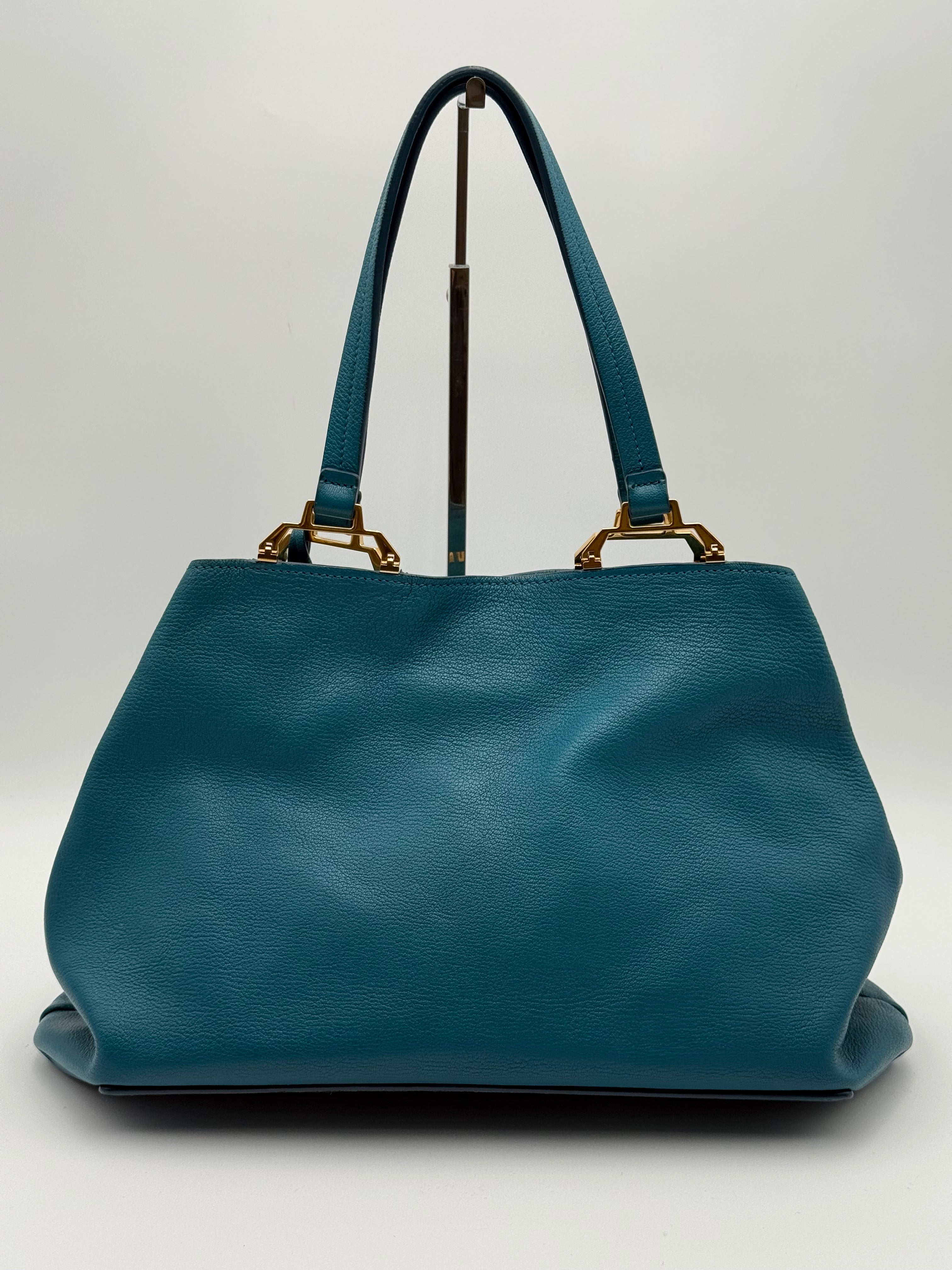 Miumiu Borsa in Pelle Madras Blu Laguna