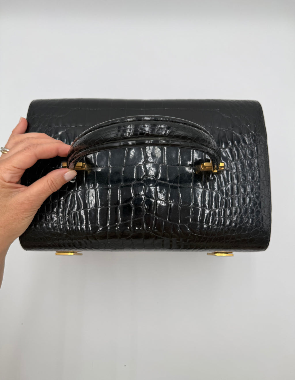 Beauty Casa Vintage  Revlon in Pelle di Coccodrillo Nero