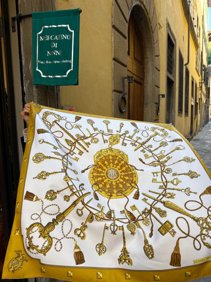 Hermès Foulard Seta Vintage Carrè “Les Cles” Oro