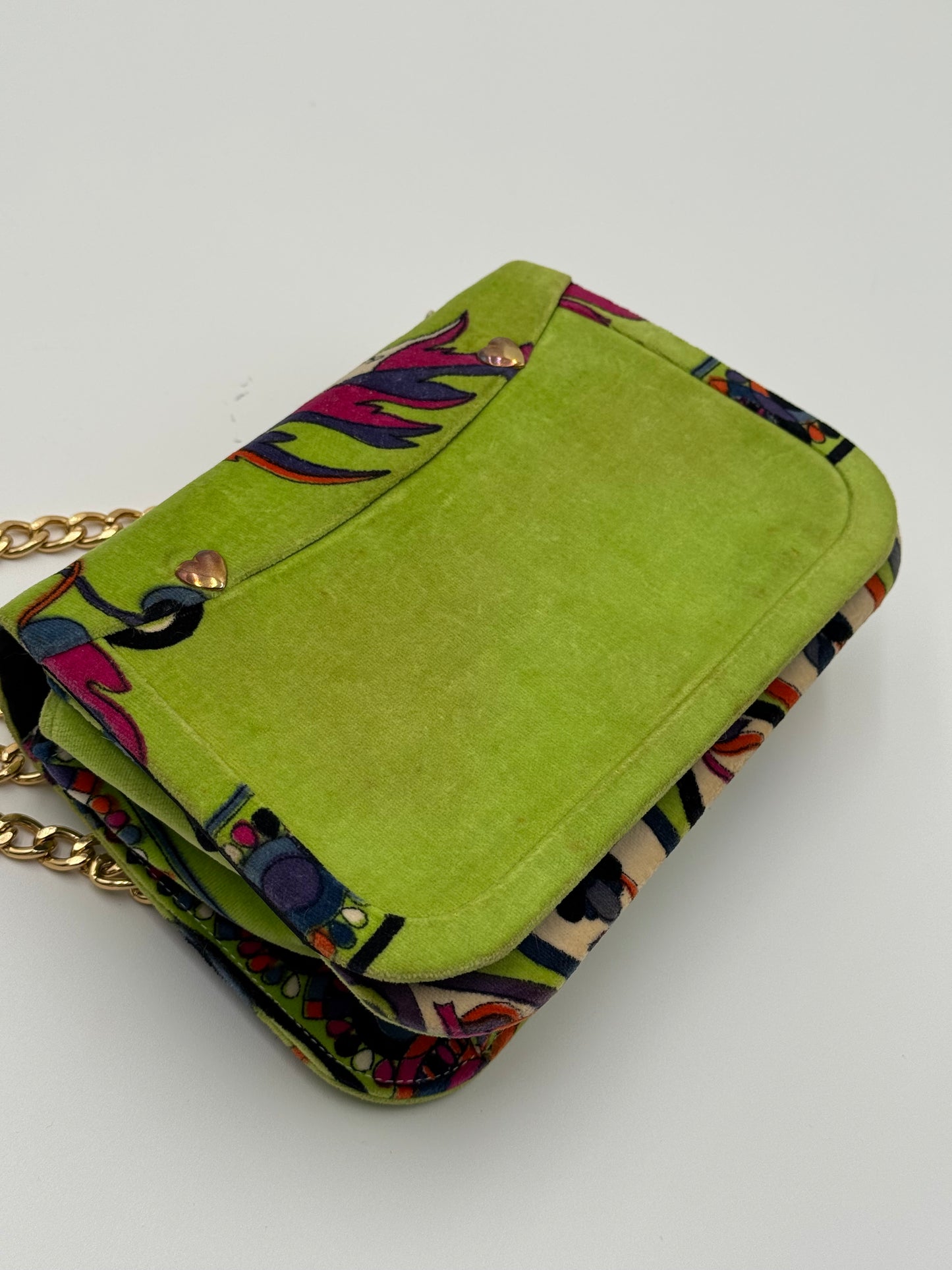 Emilio Pucci Vintage Green Velvet Shoulder Bag