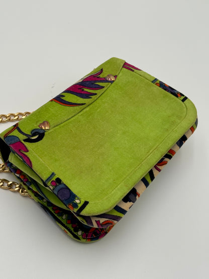 Emilio Pucci Vintage Green Velvet Shoulder Bag