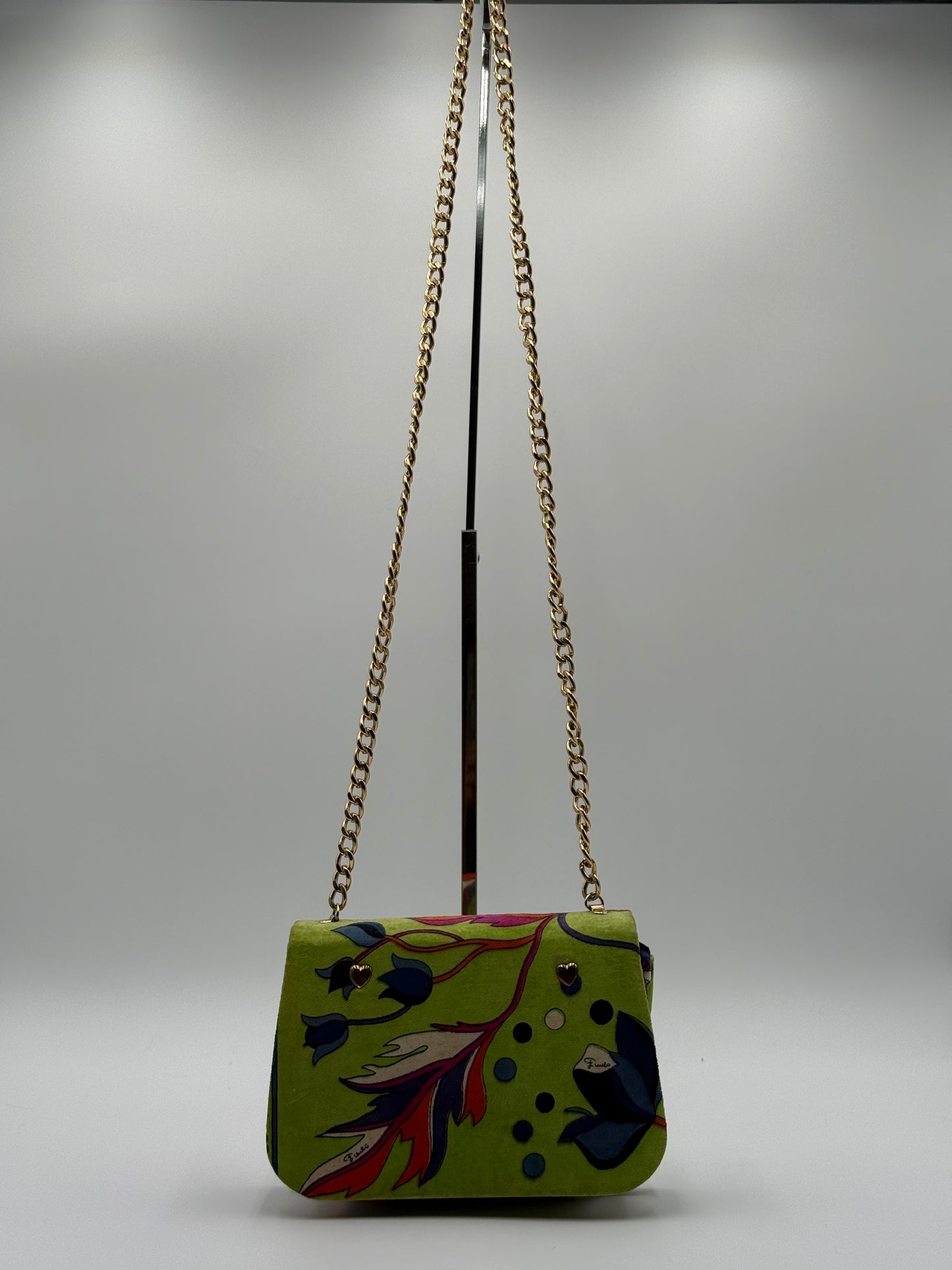 Emilio Pucci Vintage Green Velvet Shoulder Bag