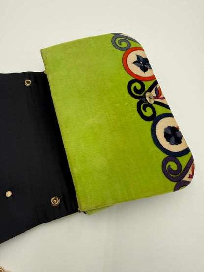 Emilio Pucci Vintage Green Velvet Shoulder Bag