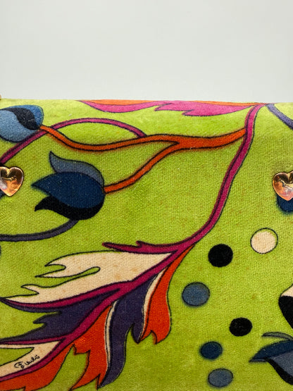 Emilio Pucci Vintage Green Velvet Shoulder Bag