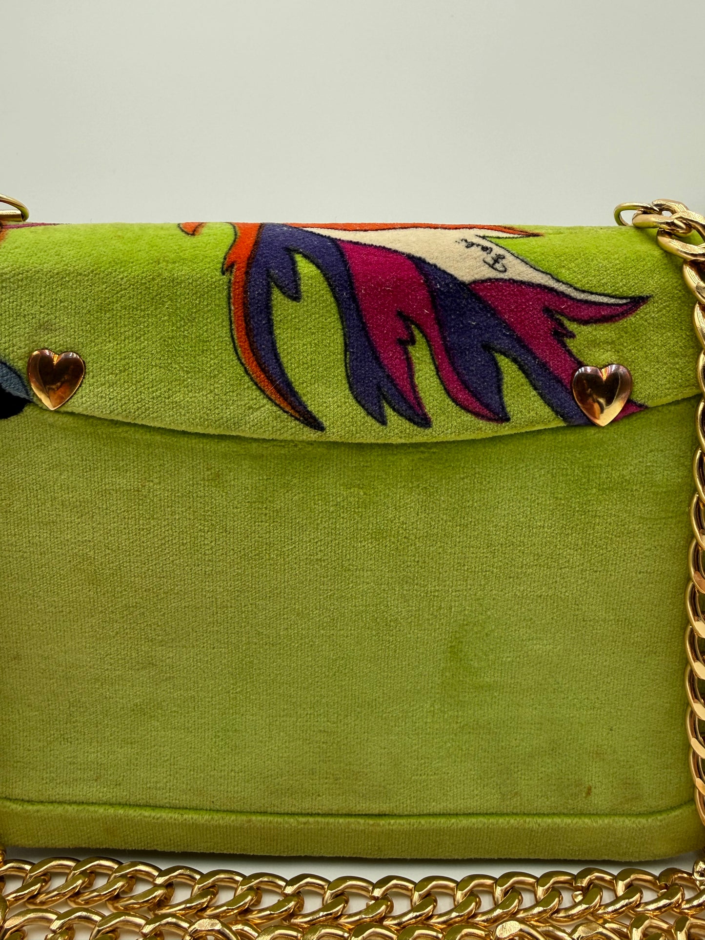 Emilio Pucci Vintage Green Velvet Shoulder Bag