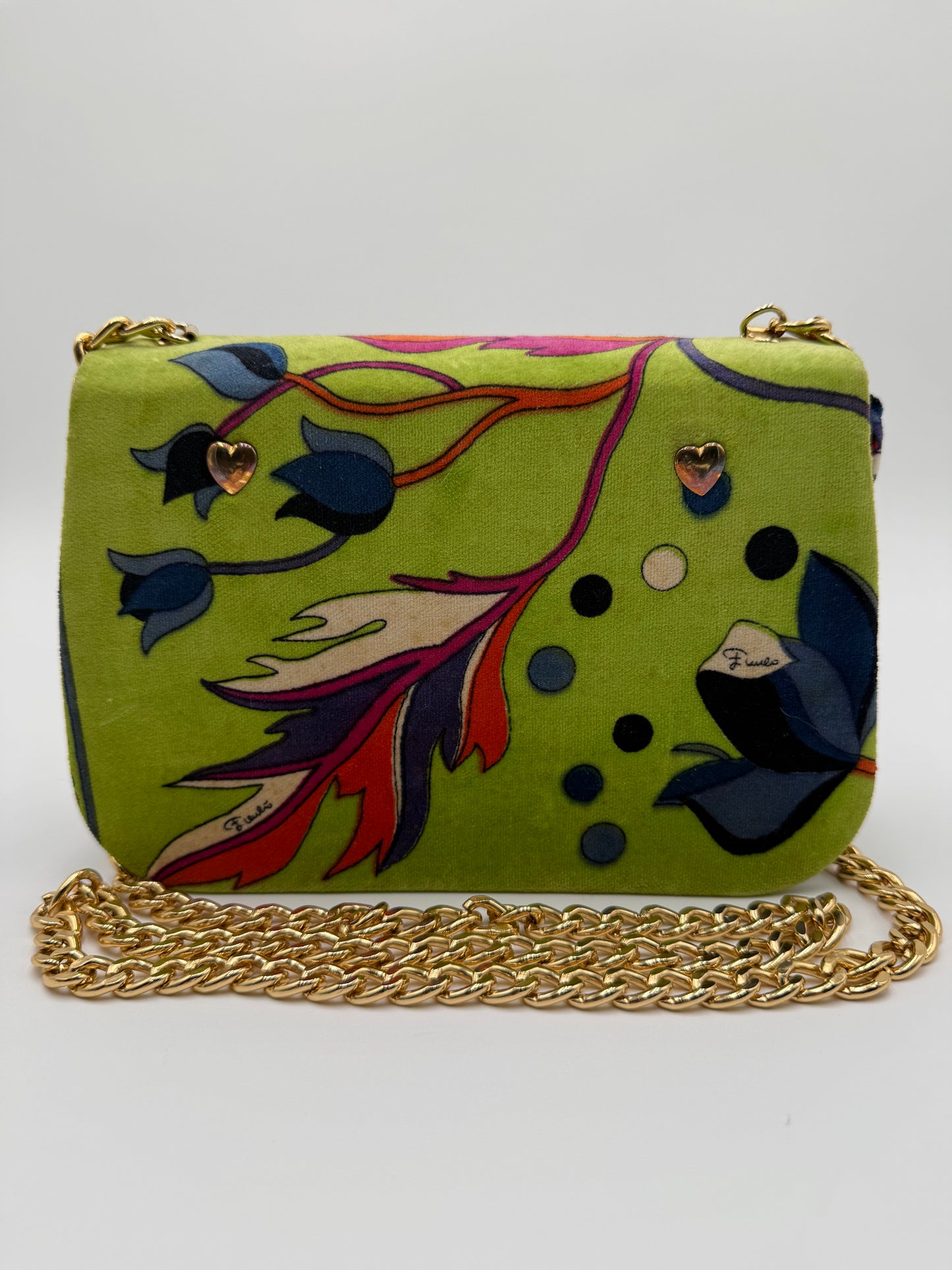 Emilio Pucci Vintage Green Velvet Shoulder Bag