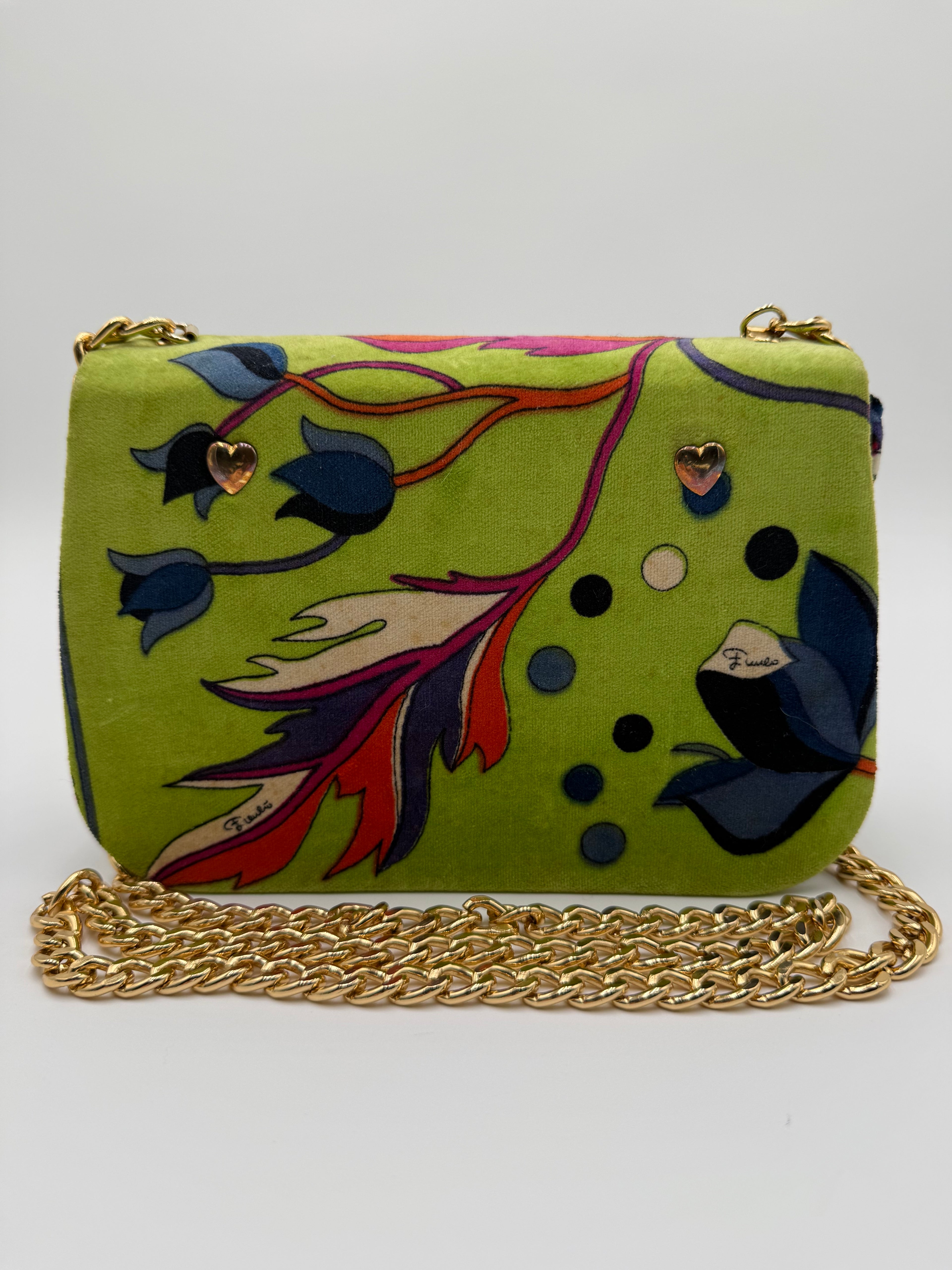 Emilio Pucci Borsa Tracolla Vintage Velluto Verde