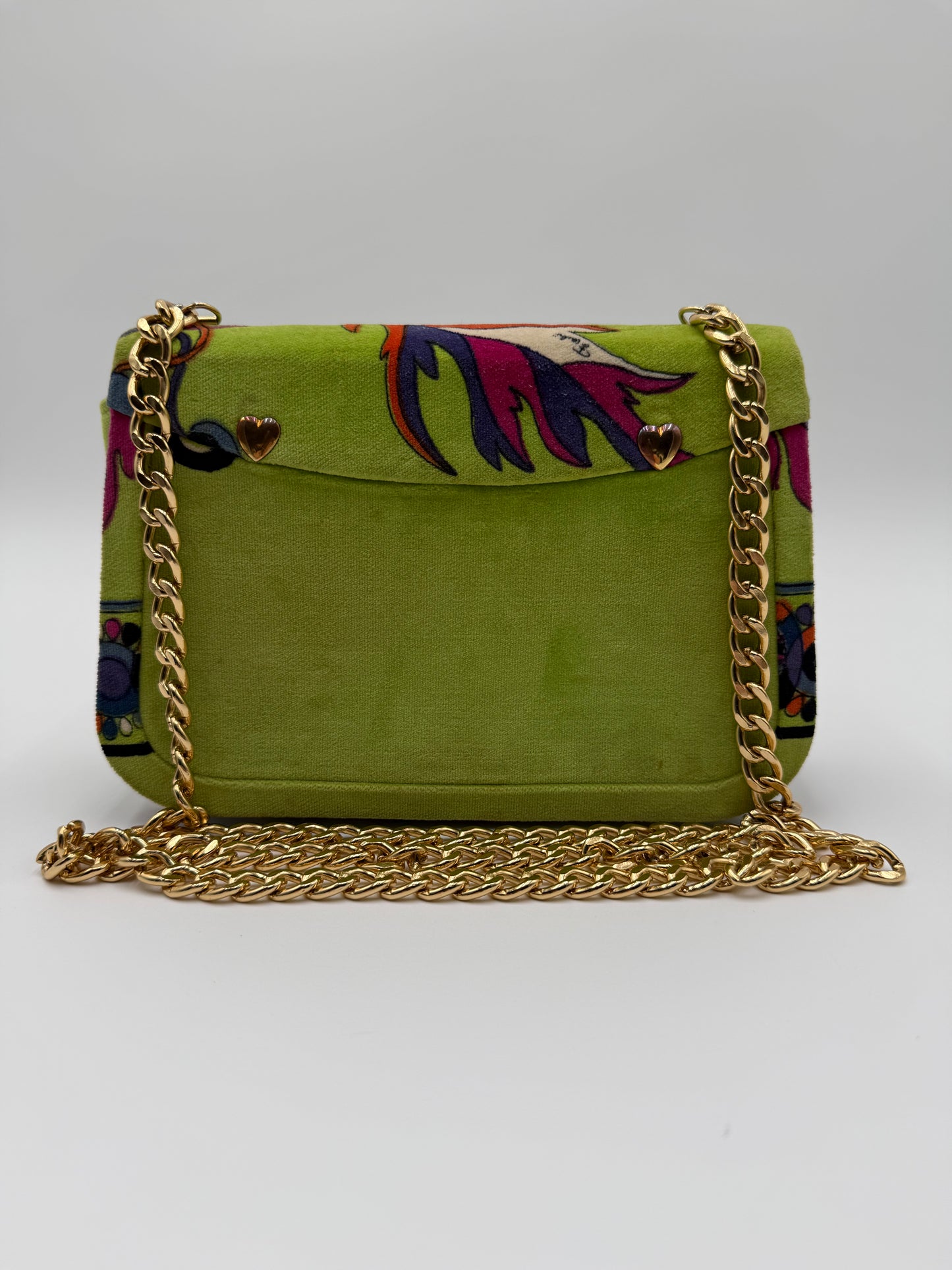 Emilio Pucci Vintage Green Velvet Shoulder Bag