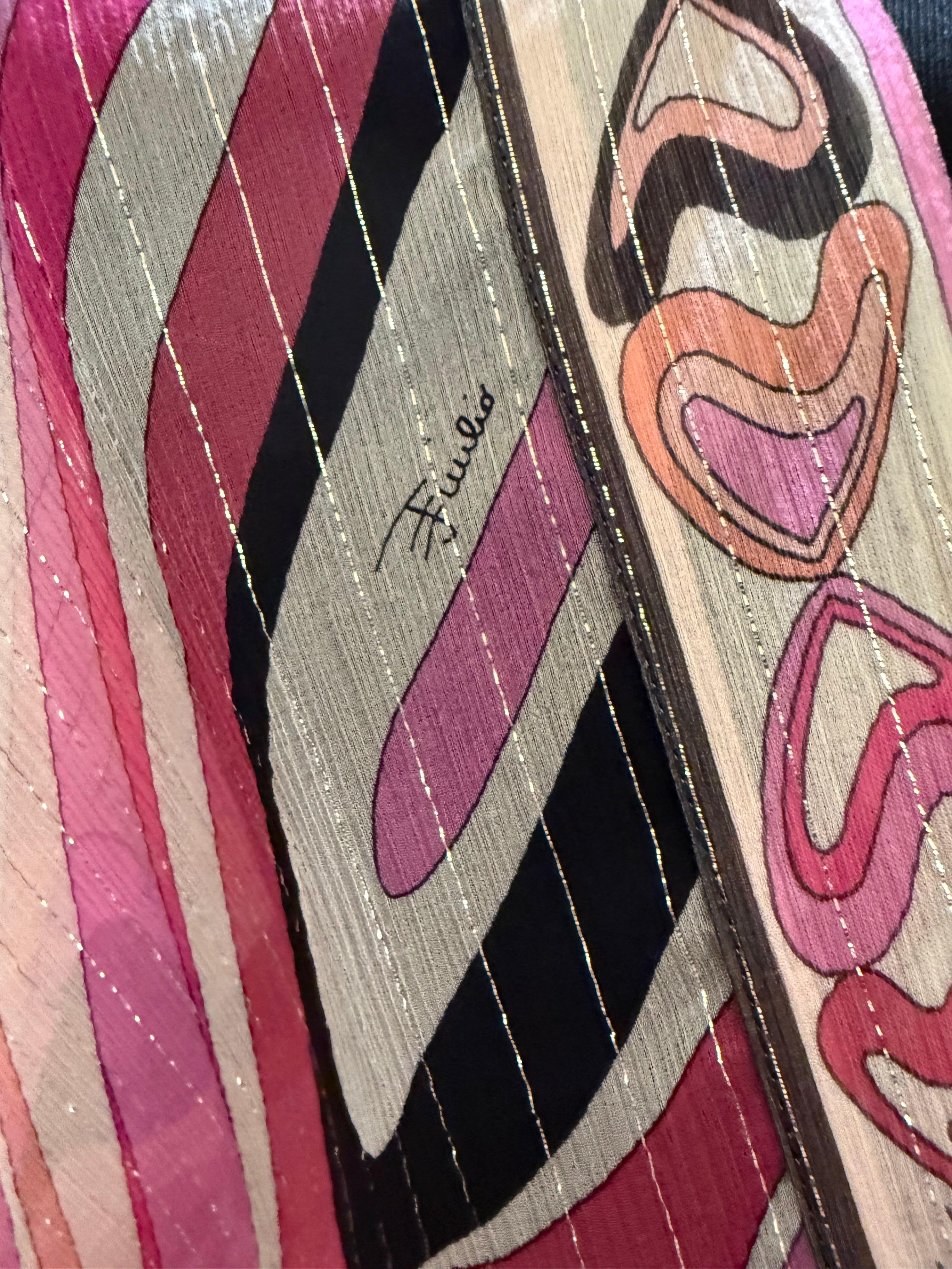 Emilio Pucci Caftano in Seta e Lurex Rosa - Mercatino di Ninni