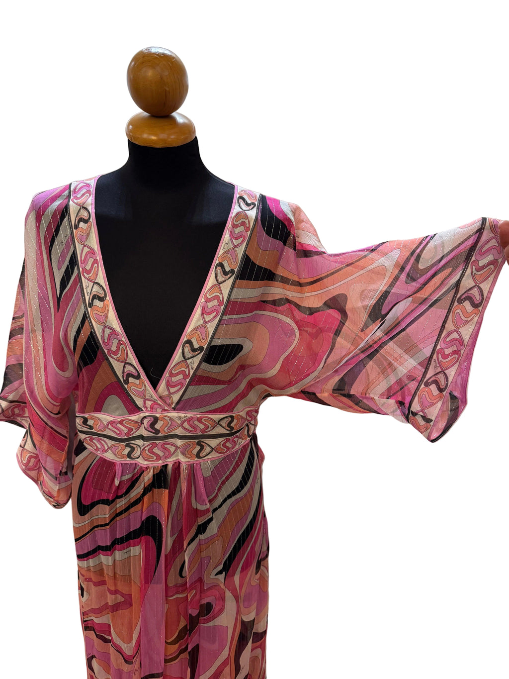 Emilio Pucci Caftano in Seta e Lurex Rosa - Mercatino di Ninni