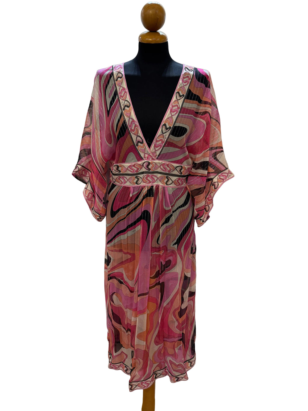Emilio Pucci Caftano in Seta e Lurex Rosa - Mercatino di Ninni