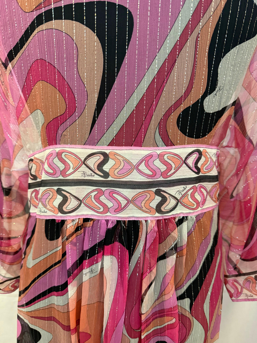 Emilio Pucci Caftano in Seta e Lurex Rosa - Mercatino di Ninni