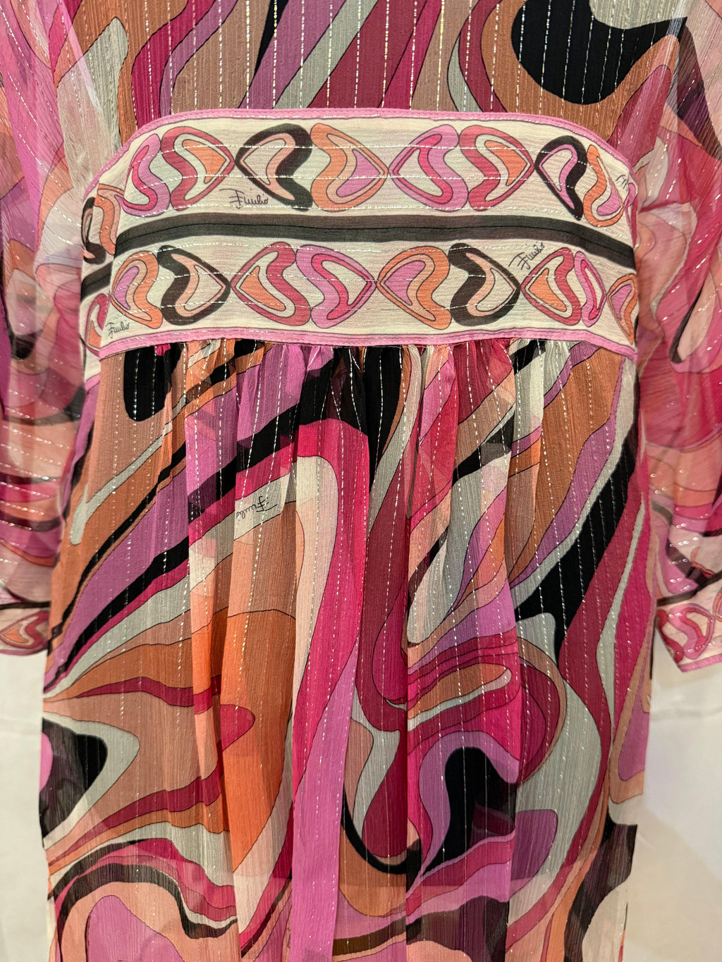 Emilio Pucci Caftano in Seta e Lurex Rosa - Mercatino di Ninni