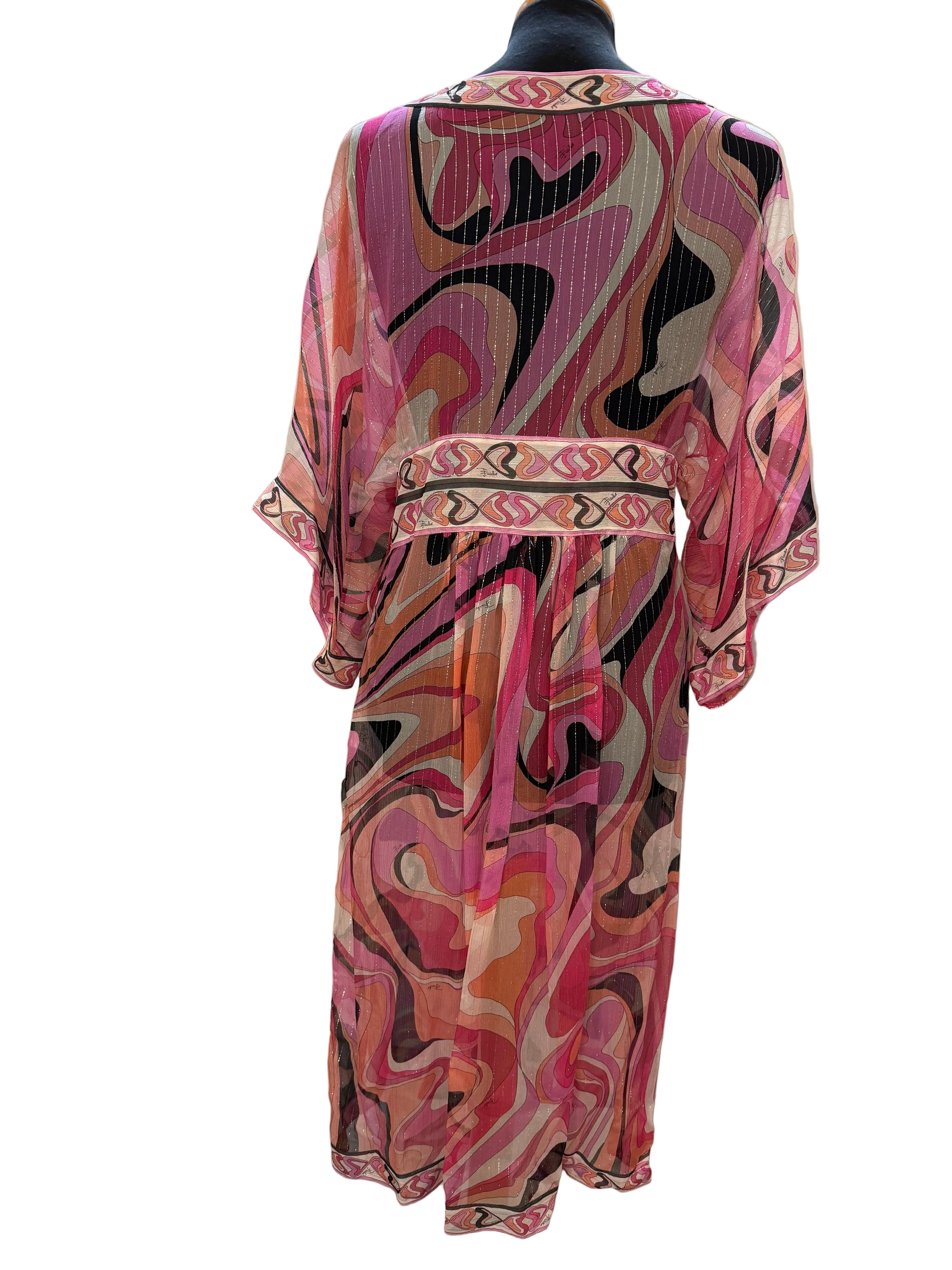 Emilio Pucci Caftano in Seta e Lurex Rosa - Mercatino di Ninni