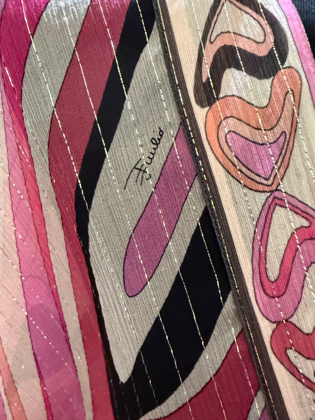 Emilio Pucci Caftano in Seta e Lurex Rosa - Mercatino di Ninni