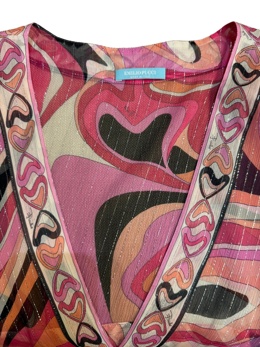 Emilio Pucci Caftano in Seta e Lurex Rosa - Mercatino di Ninni