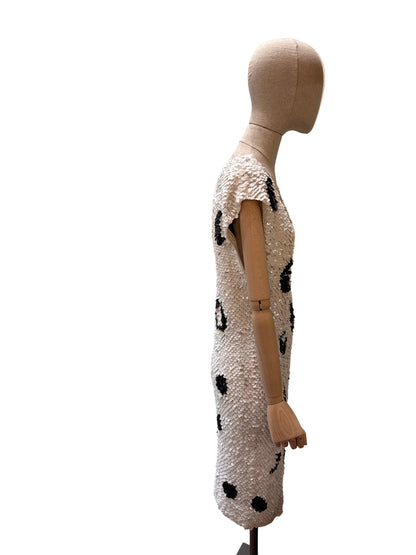 Enrico Coveri Abito  Vintage Paillettes Animalier Bianco e Nero Enrico Coveri