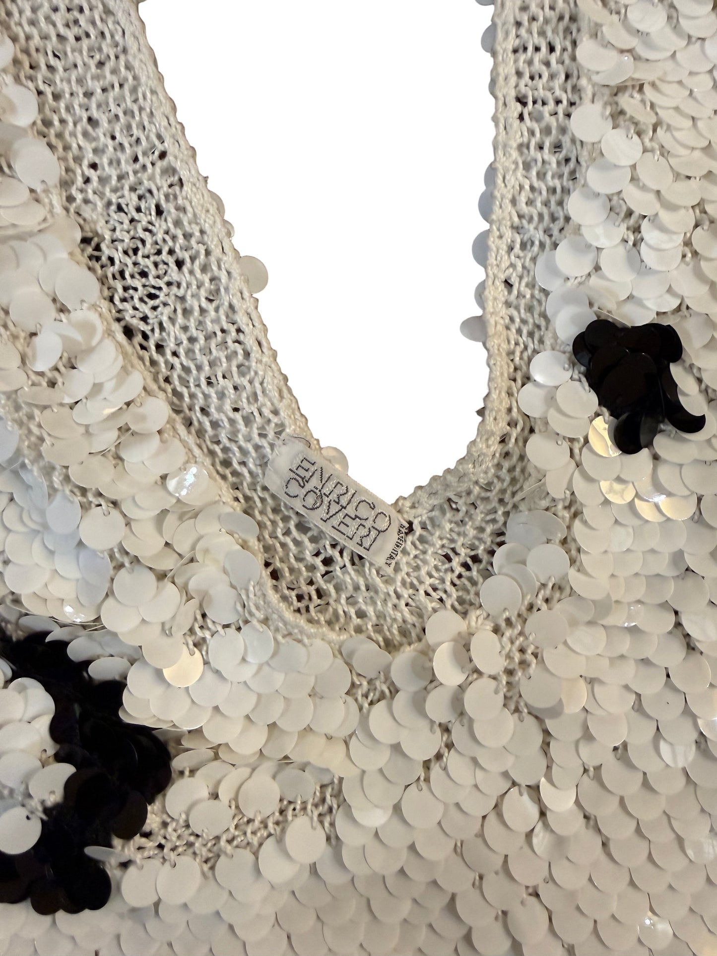 Enrico Coveri Abito  Vintage Paillettes Animalier Bianco e Nero Enrico Coveri