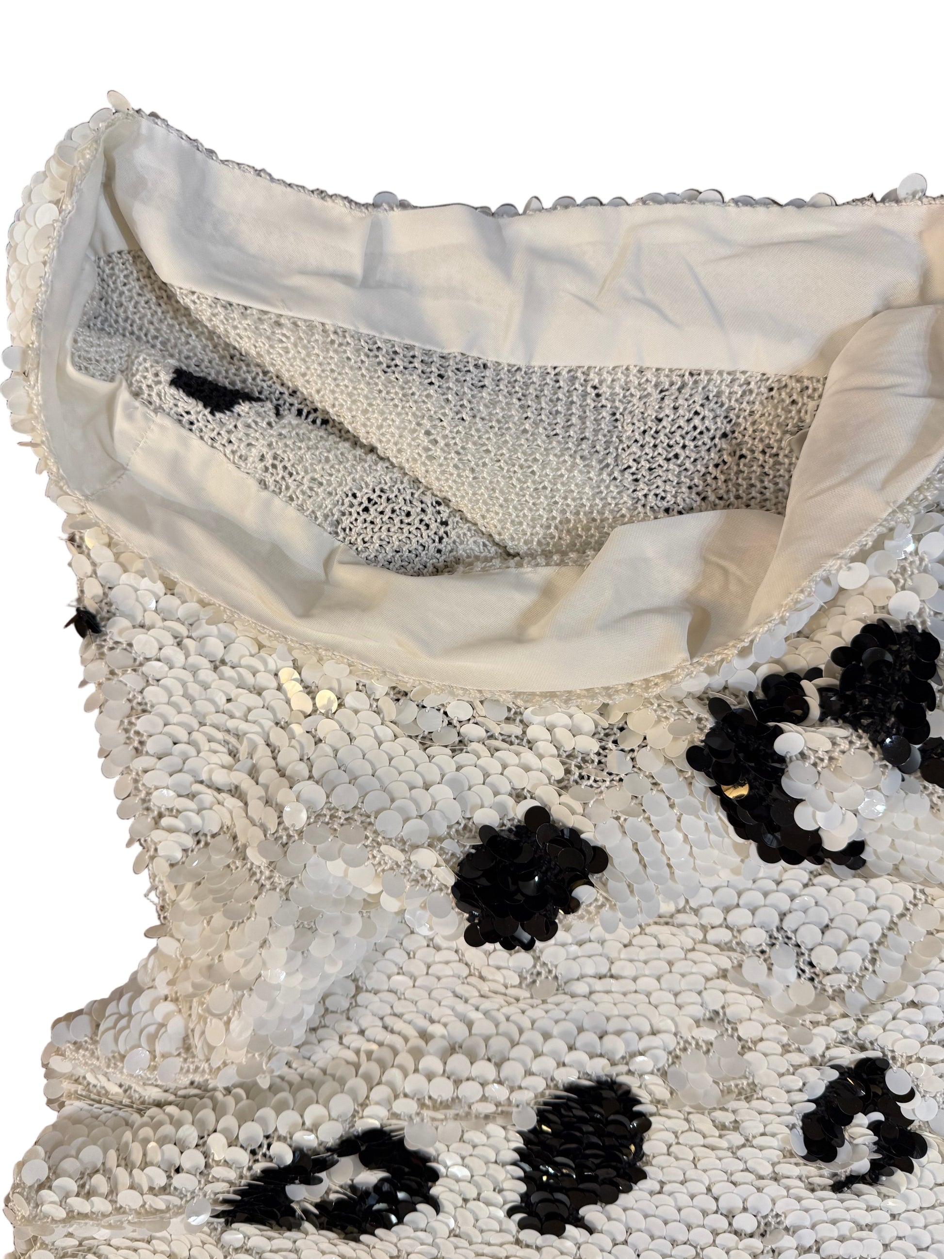Enrico Coveri Abito  Vintage Paillettes Animalier Bianco e Nero Enrico Coveri