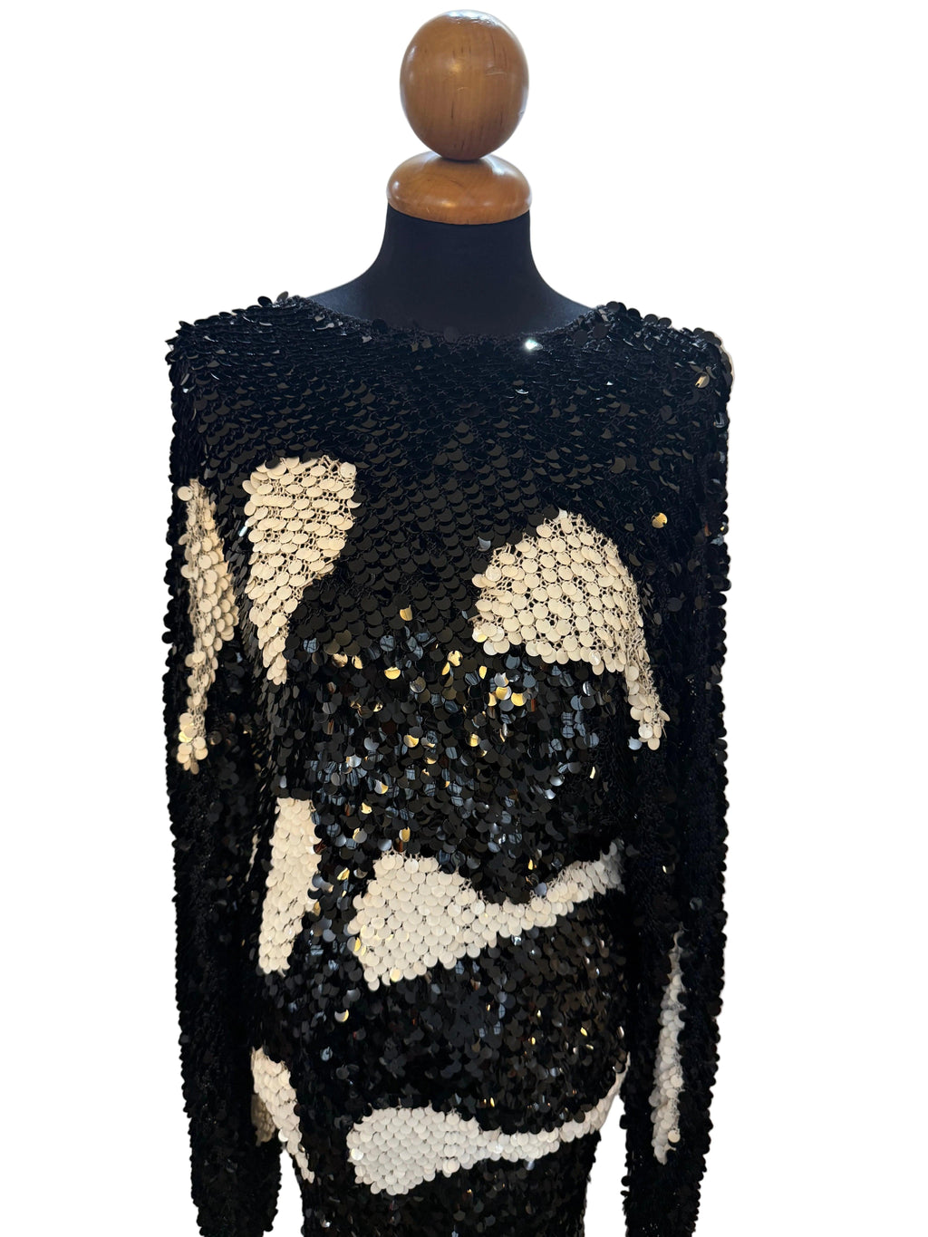 Enrico Coveri Abito Vintage Paillettes Nero e Bianco - Mercatino di Ninni