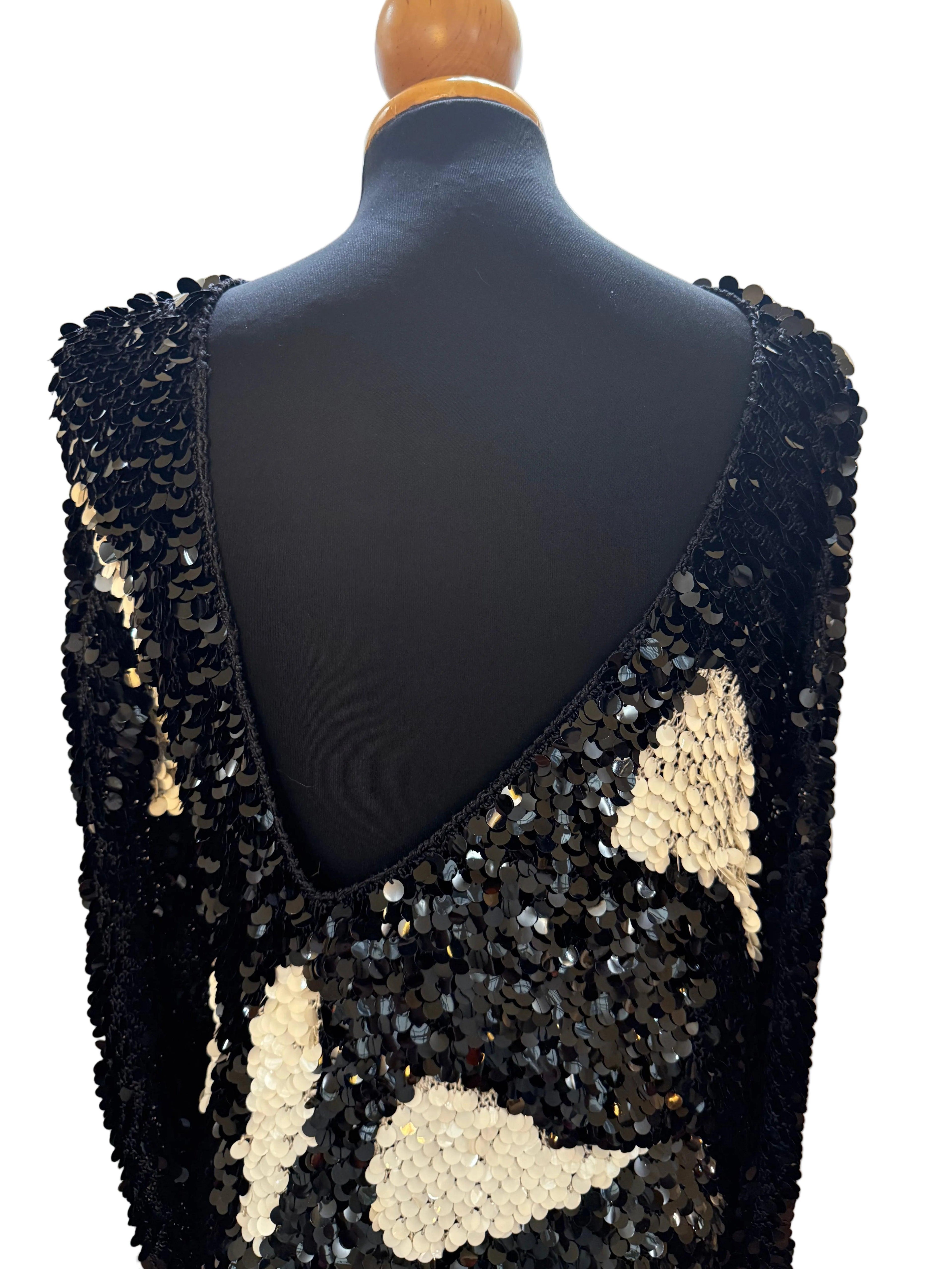 Enrico Coveri Abito Vintage Paillettes Nero e Bianco - Mercatino di Ninni