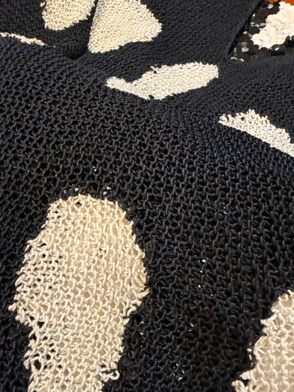 Enrico Coveri Abito Vintage Paillettes Nero e Bianco - Mercatino di Ninni