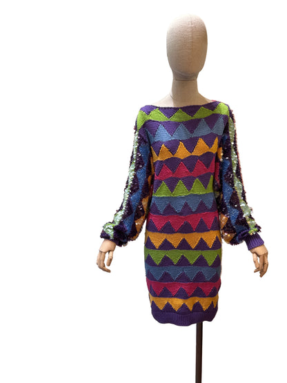 Enrico Coveri Abito Vintage con Paillettes  Multicolore Enrico Coveri