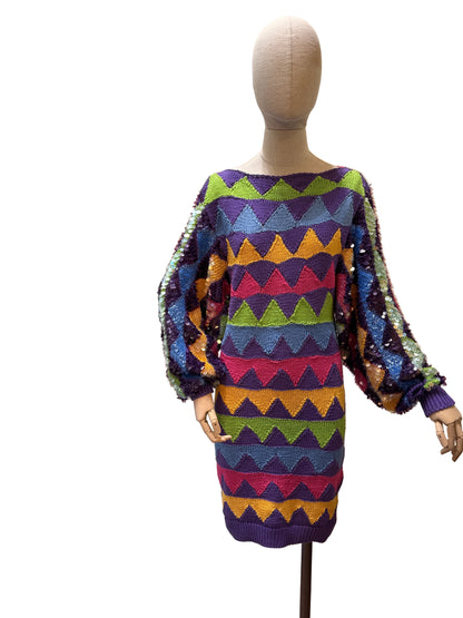 Enrico Coveri Abito Vintage con Paillettes  Multicolore Enrico Coveri