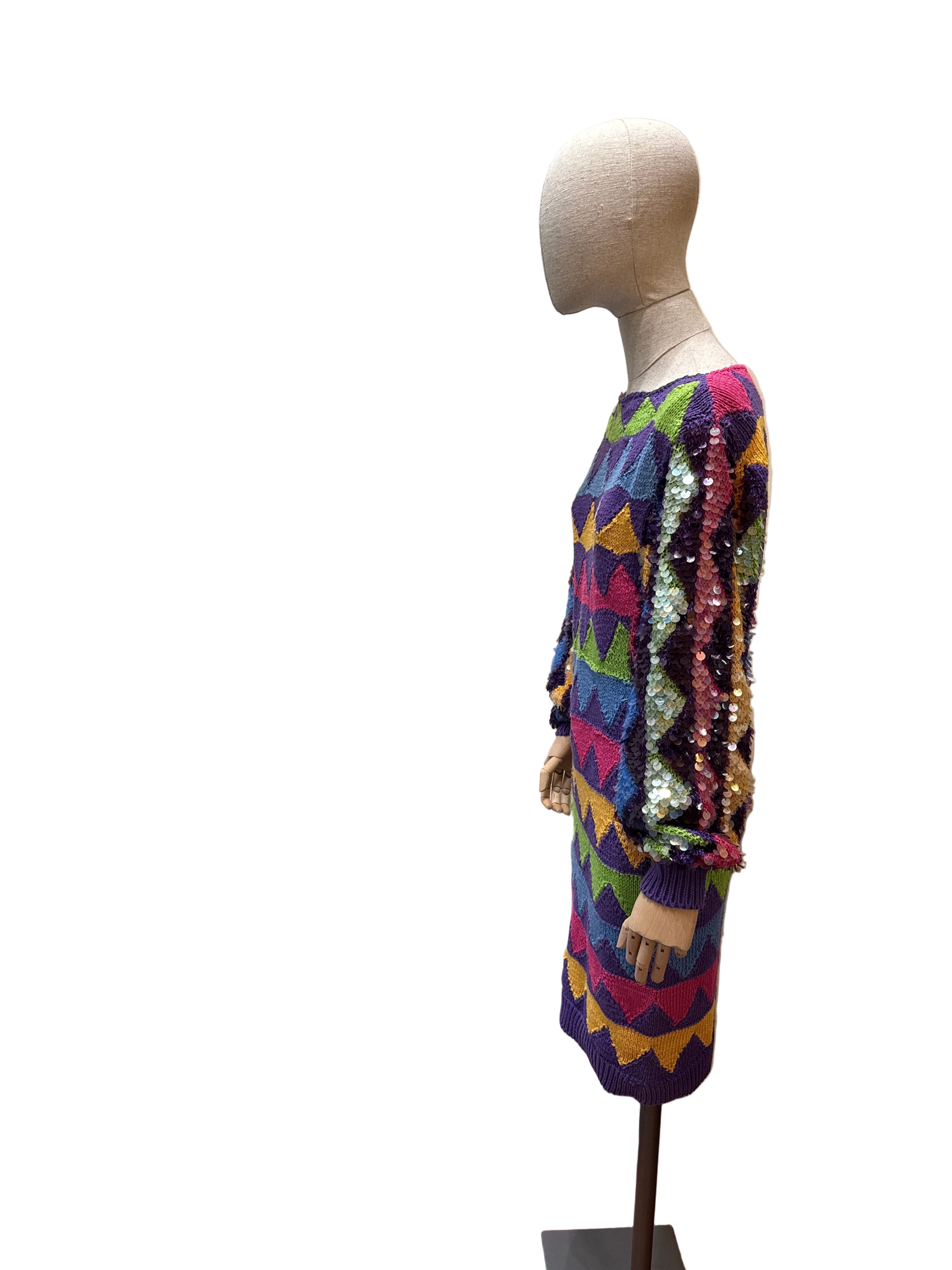 Enrico Coveri Abito Vintage con Paillettes  Multicolore Enrico Coveri