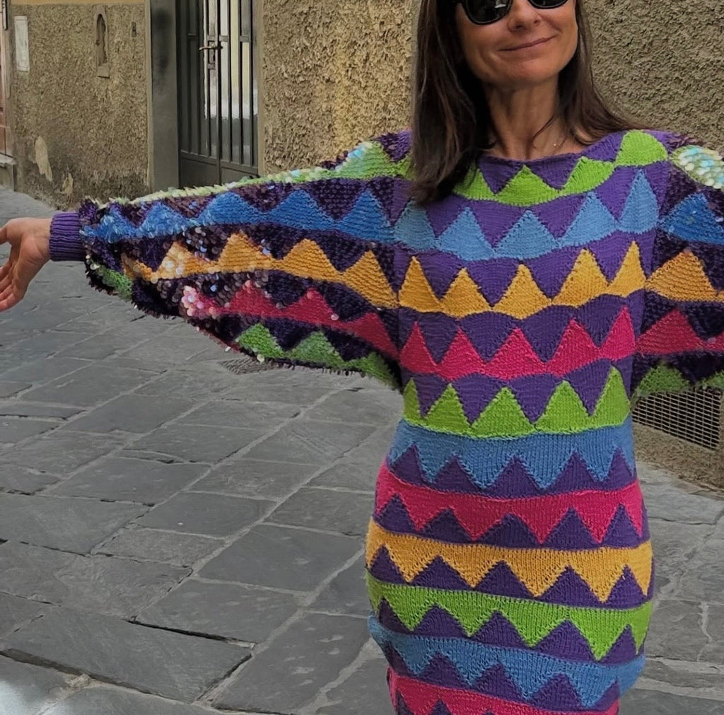 Enrico Coveri Abito Vintage con Paillettes  Multicolore Enrico Coveri