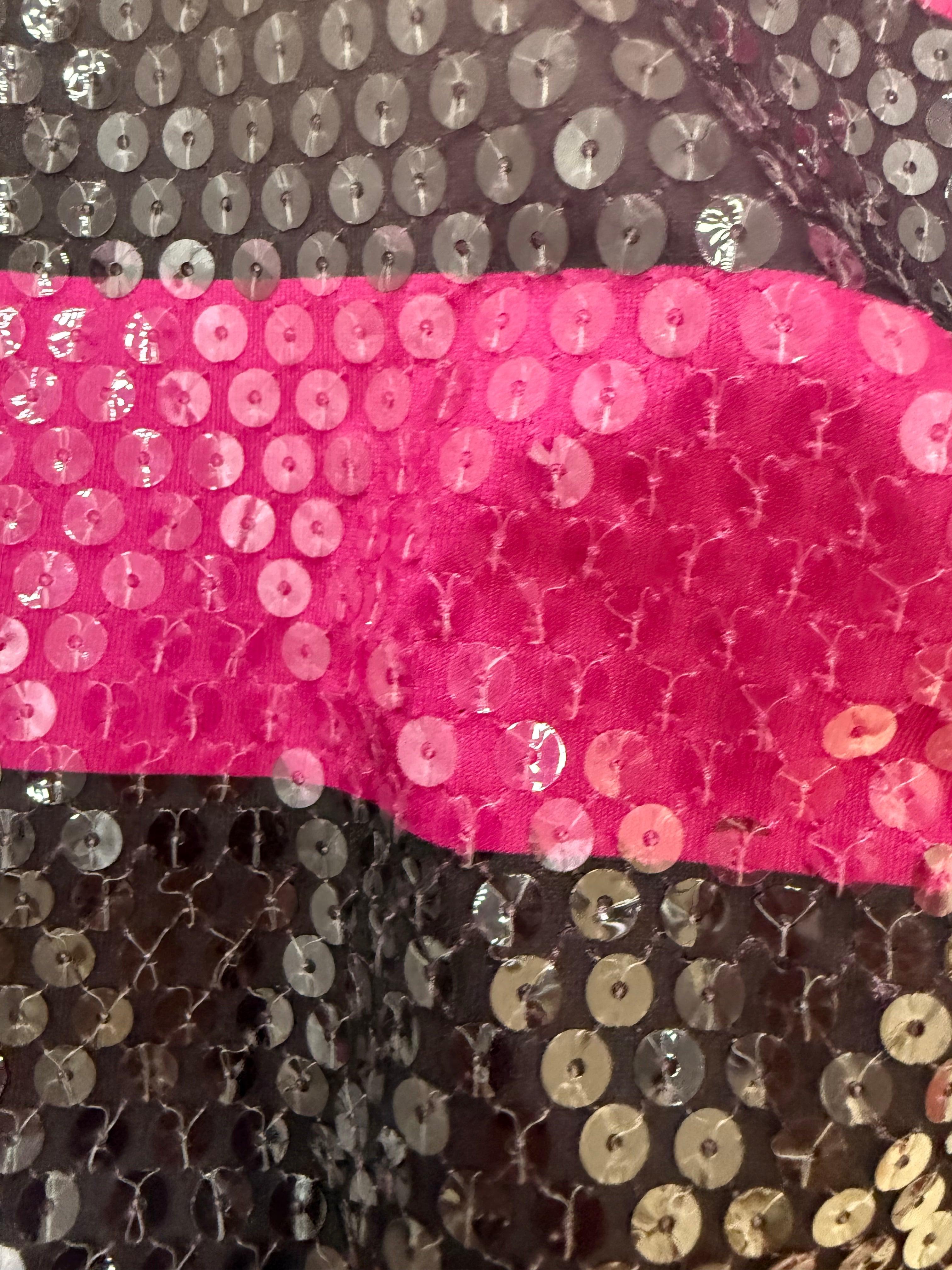 Enrico Coveri Body Vintage a Righe con Paillettes Fucsia - Mercatino di Ninni